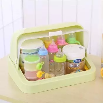 Кухонная полуповоротная полка для посуды, полка для бутылки с молоком, подстаканник, столовые приборы, ящик для хранения пыли с крышкой, подстаканник небесно-голубой