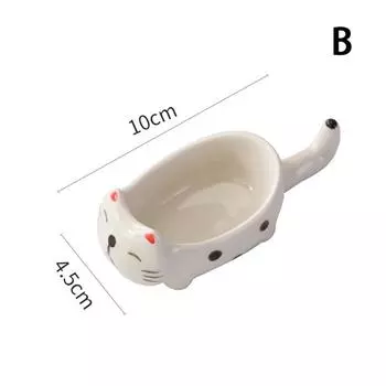 Кухонная посуда Керамические миски для макания Тарелка для приправ Милая посуда в форме животного Кошка Тарелка для закусок из соевого соуса и уксуса