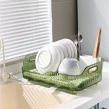 Кухонная посуда, палочки для еды, стеллажи для хранения, полки для раковины, столешницы, стеллажи для посуды, стеллажи для слива, контейнер для хранения тарелок белый