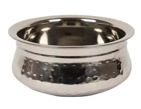 Кухонная посуда ручной работы Trifri из нержавеющей стали с чеканным дизайном Индийская аутентичная сервировочная миска Столовая посуда Посуда шеф-повара Option 1-400 ML серебряный