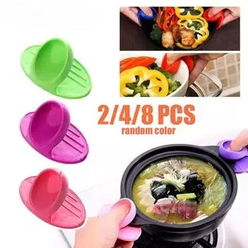 Кухонная посуда Силиконовая теплоизоляционная перчатка для духовки Силиконовый нескользящий держатель для микроволновой печи Кухонные принадлежности 2PCS фиолетовый