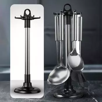 Кухонная поворотная полка для хранения, вращающаяся полка для хранения кухонных принадлежностей, крючок, лопатка, ложка, нож, органайзер, кухонные аксессуары, вешалка