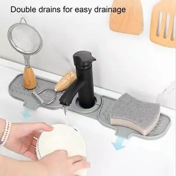 Кухонная раковина, брызговик, водонепроницаемый утолщенный коврик для сушки крана, губка для мытья посуды, мыло зелёный