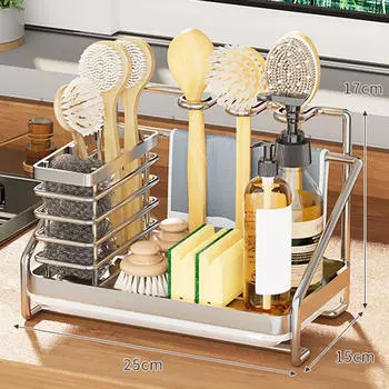 Кухонная раковина, держатель для губки, полка для сушки щетки для органайзера для дозатора мыла серебряный