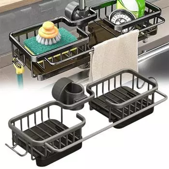 Кухонная раковина из нержавеющей стали, сушилка для губки, держатель для крана, вешалка для полотенец, полка-органайзер, кухонные принадлежности, держатель для слива раковины