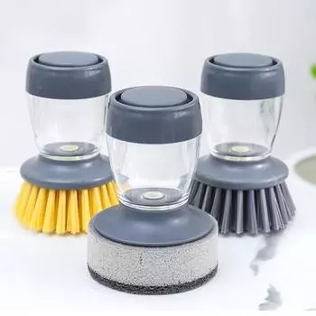 Кухонная щетка Губка Щетка для дома livng Обеззараживание Инструменты Антипригарное масло Автоматический Гидравлический Посудомоечная машина для женщин Очиститель для посуды Пресс-типа бусины Sponge Head серый