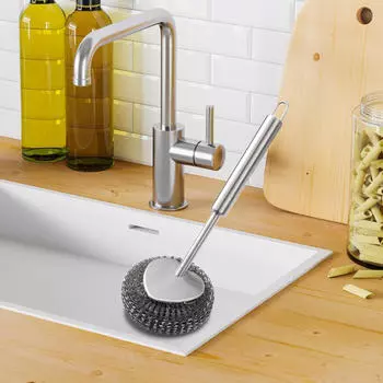 Кухонная щетка, инструмент для чистки посуды с длинной ручкой, скребок для сковороды, без царапин 26cm