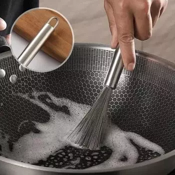 Кухонная щетка из нержавеющей стали с длинной ручкой, скребок для посуды, антикоррозийная кухонная щетка из нержавеющей стали, специальный инструмент для кастрюли