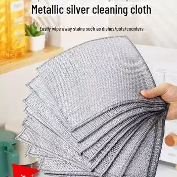 Кухонная щетка из стальной ваты - серебристая металлическая проволока, антипригарная щетка для масла, полотенце для посуды