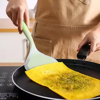 Кухонная силиконовая нефритовая лопатка с антипригарным покрытием, маленькая плоская лопатка, переносная, широкая, силиконовая лопатка, двухцветная лопатка