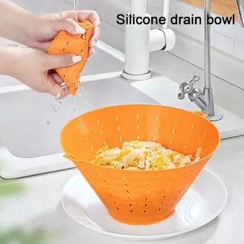 Кухонная сливная чаша, полый быстрый дренаж с маленькими ушками, сливная корзина, фруктовый салат, сито для хранения, слив, инструмент для чистки овощей оранжевый