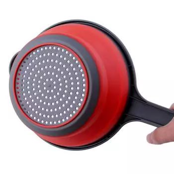 Кухонная сливная корзина Складная силиконовая сетка для дуршлага Складная раковина для мытья овощей и фруктов красный