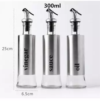 Кухонная стеклянная банка для масла из нержавеющей стали, герметичная, соевый соус, уксус, диспенсер для хранения, полезные кухонные принадлежности, горшок для масла