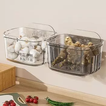 Кухонная стойка для хранения лука, имбиря, чеснока, прозрачная корзина для хранения, настенный держатель для чеснока, экономия места