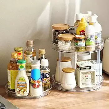 Кухонная стойка для хранения специй, вращающаяся на 360 градусов, 2/3 уровня, максимально увеличивает вертикальное пространство, настольный органайзер для косметики и духов, аптечка Dual Layer