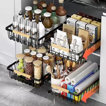 Кухонная стойка для хранения вещей, выдвижной шкаф, корзина под раковиной, органайзер, выдвижные полки для кладовой, выдвижной ящик для ванной комнаты и кухни белый