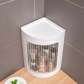 Кухонная стойка для приправ, угловой шкаф, столешница, настенная полка, вращающийся треугольник, ванная комната, органайзер для хранения косметики для дома белый