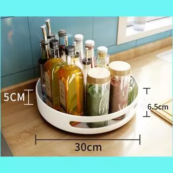 Кухонная стойка, вращающаяся на 360 градусов подставка для приправ, настольная многослойная подставка для хранения приправ, многофункциональный стол, поворотный стол 1 layer белый