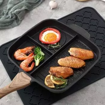 Кухонная столешница, силиконовый коврик для сушки, прямоугольный противоскользящий, складной, быстросохнущий, водонепроницаемая миска для посуды, тарелка, столовая посуда, подставка для столовых приборов, теплоизоляционная подкладка. чёрный
