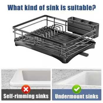 Кухонная сушилка для посуды Yousheng, прочная конструкция, прочная несущая способность, простая сборка, столешница, полка для кастрюль и сковородок, стойка для столовых приборов чёрный