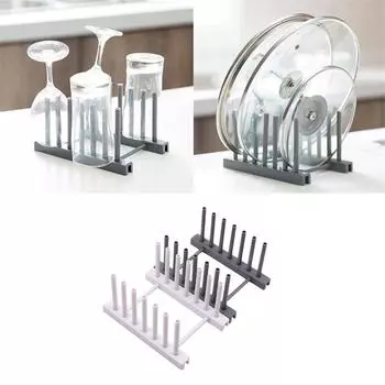 Кухонная тарелка, крышка для кастрюли, держатель для сушки, пластиковая полка для хранения One Size белый