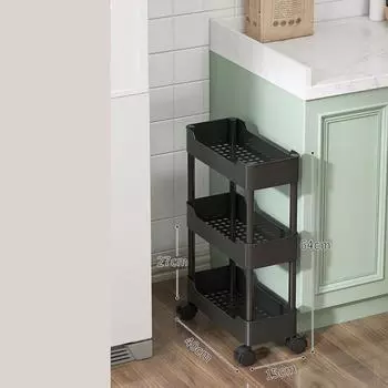 Кухонная тележка, кухонная напольная многослойная тележка для хранения фруктов и овощей, мобильный органайзер с узким зазором, боковой органайзер для холодильника 3 levels белый