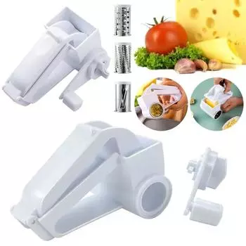 Кухонная терка для сыра с 2 барабанами из нержавеющей стали, профессиональная вращающаяся терка с ручкой для твердого сыра, шоколада, орехов, овощей