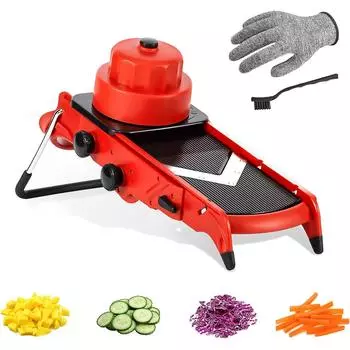 Кухонная терка-мандолина, измельчитель овощей, лука, картофелерезка, жульен Dicer, регулируемая толщина красный