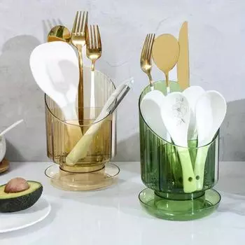 Кухонная трубка для палочек для еды, бытовой слив, прозрачная полка для хранения, ящик для хранения, настенный подвес с ножом, вилкой и ложкой прозрачный