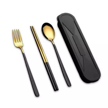 Кухонная утварь 304 Нержавеющая сталь Портативные наборы Многоразовая посуда с коробкой Студенты используют ple Дизайн Завтрак Ужин type 3