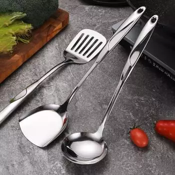 Кухонная утварь из нержавеющей стали, лопатка для жарки, ложка для каши, вилка для мяса, кухонные принадлежности, кухонная утварь из нержавеющей стали, легко чистящиеся кухонные гаджеты 5