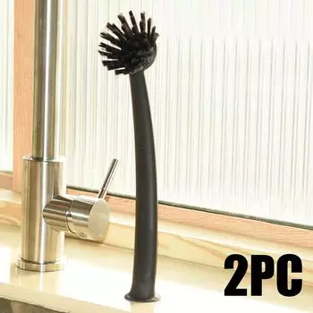 Кухонная утварь Практичная присоска Щетка для мытья посуды Щетка для кастрюль Черный набор из двух предметов One Size чёрный
