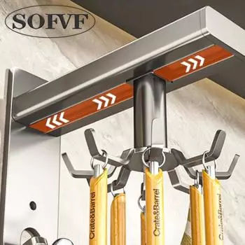 Кухонная вращающаяся полка для хранения, настенная полка для хранения кухонных принадлежностей, лопатка для кастрюль, ложка, подвесная полка для лопат, неперфорированная