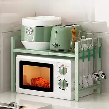 Кухонная выдвижная стойка для микроволновой печи, расположение пространства, стеллаж для хранения машины для хлеба, бытовая стойка, настольная стойка для рисоварки зелёный