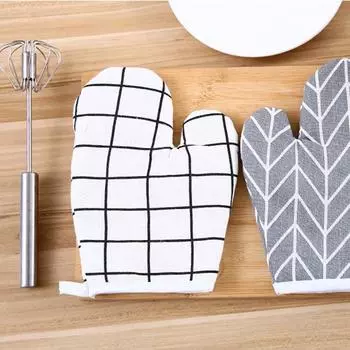 Кухонная выпечка Утолщенные термостойкие термостойкие перчатки с теплоизоляцией Инструменты для выпечки в микроволновой печи grid чёрный