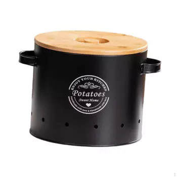 Кухонная жестяная банка для овощей, фермерские контейнеры, горшок для овощей с бамбуковой крышкой и ручкой для Garlic