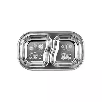 Кухонное масло Baby Vroom Vroom, тарелка из нержавеющей стали с двумя чашами, один предмет, 1 шт., популярные корейские товары для родителей