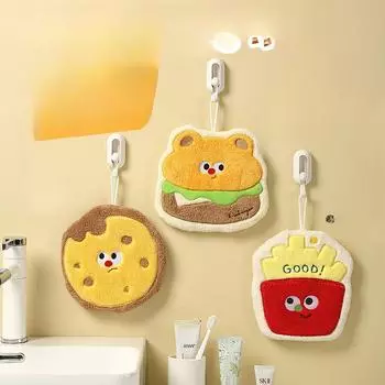 Кухонное подвесное полотенце для выпечки с героями мультфильмов, быстросохнущее, впитывающее, детское, коралловое, бархатное, мягкое, милое, пищевое полотенце French fries hand towel