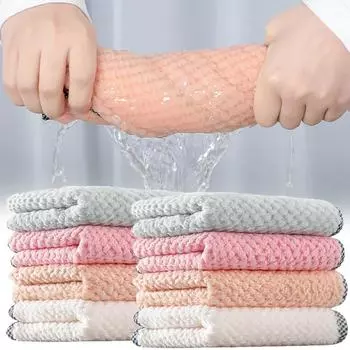 Кухонное полотенце для посуды, тряпка для мытья посуды, легко моющаяся тряпка для кухни, антипригарная, пропитанная маслом, салфетка для уборки стола, впитывающая губка для мытья посуды white 1pc