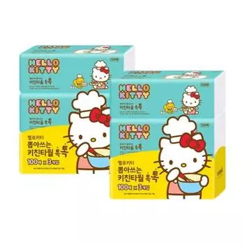 Кухонное полотенце Hello Kitty из переработанной натуральной целлюлозы Toktok 100 листов, 100 листов, 6 штук, популярный персонаж в Корее