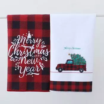 Кухонное полотенце из ультратонкого волокна из чистого полиэстера, в красную клетку, рождественское кухонное полотенце, полотенца для ралли, рекламный подарок