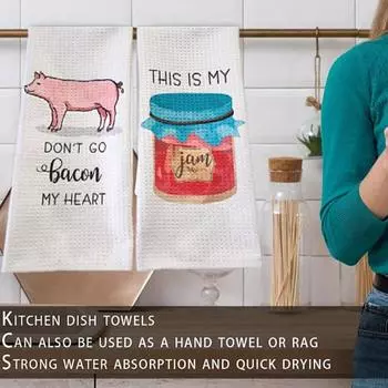 Кухонное полотенце с мультяшным принтом в виде еды, свиньи, отличное водопоглощение, полотенце для посуды, быстросохнущее, устойчивое к разрыву полотенце для рук, тряпка для мытья посуды, подарок на новоселье A