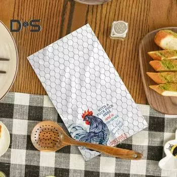 Кухонное полотенце с принтом петуха Быстросохнущее домашнее украшение для фермерского дома, ресторана, кафе Полотенце для уборки Можно стирать в стиральной машине Простое в уходе Полотенце для посуды белый