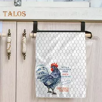 Кухонное полотенце с принтом петуха Быстросохнущее домашнее украшение для фермерского дома, ресторана, кафе Полотенце для уборки Можно стирать в стиральной машине Простое в уходе Полотенце для посуды белый