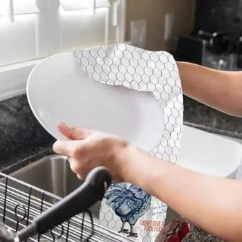 Кухонное полотенце с принтом петуха Быстросохнущее домашнее украшение для фермерского дома, ресторана, кафе Полотенце для уборки Можно стирать в стиральной машине Простое в уходе Полотенце для посуды белый