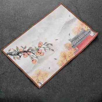 Кухонное полотенце, серая скатерть, простые ветровые аксессуары, впитывающая пенька, чайная подушечка, чайная церемония