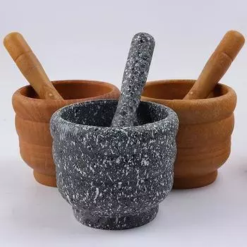 Кухонное ручное устройство для измельчения специй и перца, деревянный цвет, ручная чесночная ступка и набор пестиков One Size