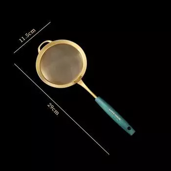 Кухонное сито из нержавеющей стали 304 с зеленой ручкой, золотистое сито для сока, муки, шумовка для жареных продуктов, мелкоячеистый фильтр-дуршлаг