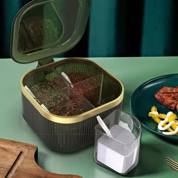 Кухонные гаджеты 4 решетки Соль Перец Специи Коробка Прозрачная Крышка Баночка Для Специй Порошок Чили Сахар Банка Контейнер Для Хранения Специй
