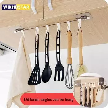 Кухонные гаджеты, шкаф, 6 крючков, домашний органайзер, стеллаж для хранения, кладовая, сундук, инструменты, вешалка для полотенец, шкаф, вешалка для полотенец, полка для хранения серебряный